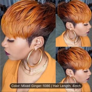 Mixed Ginger Short Pixie Wig - Vibrant Orange Women's Hair
